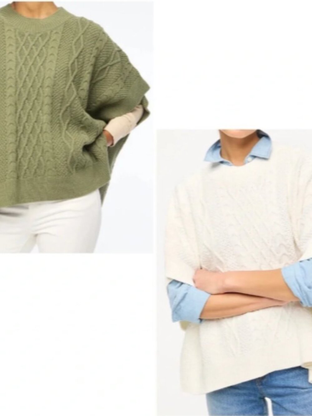J. Crew Ivory Cable Knit Poncho Sweater